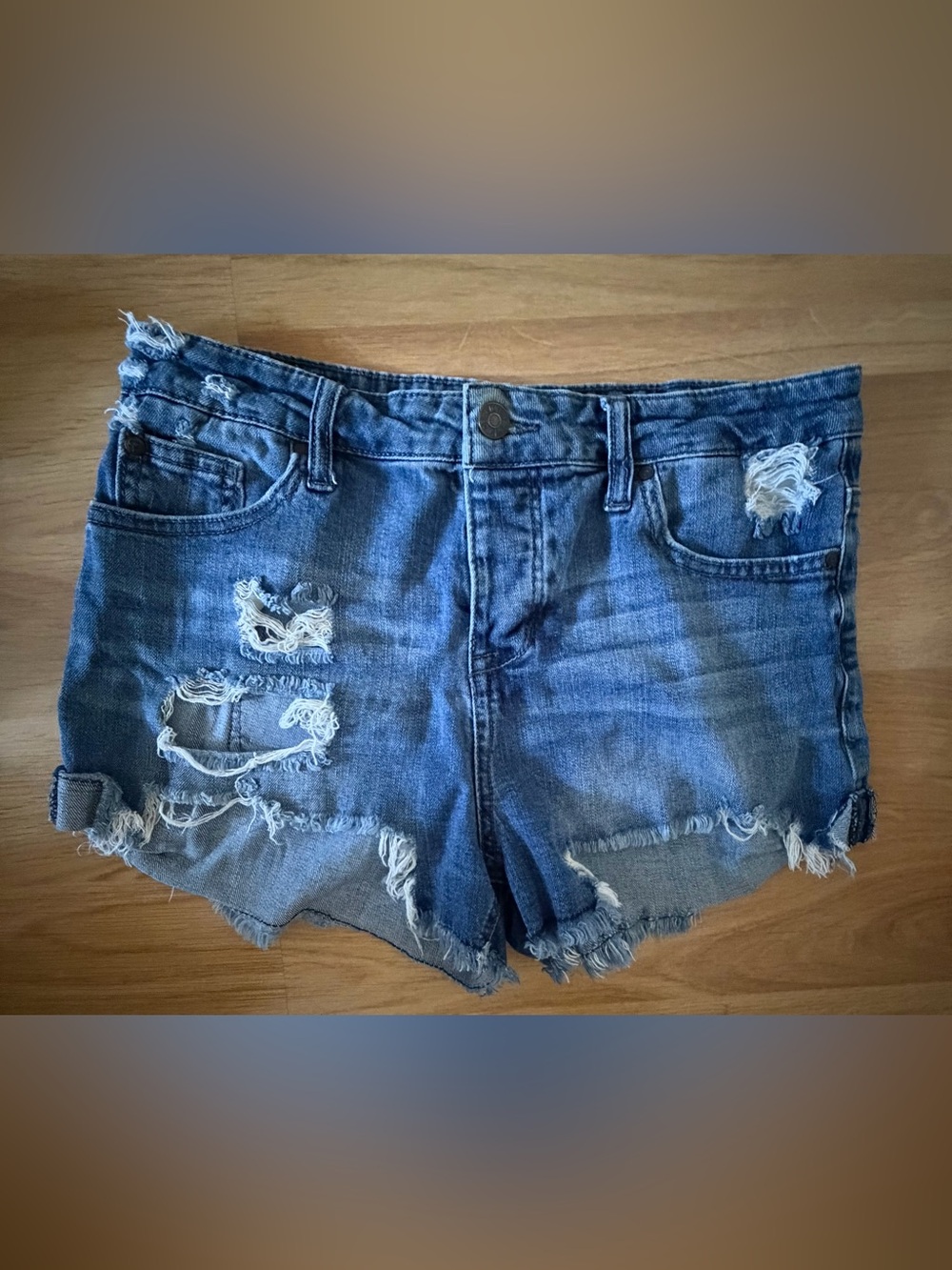 Trendy Celebrity Pink 9/29 Distressed Blue Denim Shorts